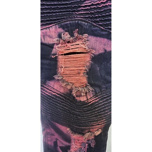 Kayden K Men's Skinny Jeans Comfort Stretch Slim 34 Distressed Tye-Dye Pants - Picture 2 of 11